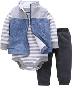 Infant Toddler Boy Girl Winter Fall Warm Clothes Outfit Romper Coat Pants Set - Picture 1 of 12