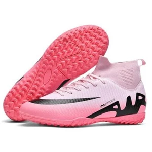 Men's Soccer Shoes High-Tops Lace-Up Non-Slip Spikes Indoor 10 Pink-23092 - Picture 1 of 8
