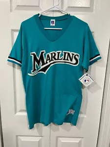 Vintage Florida Marlins Russell Athletic Blaugrün 90er Jahre Baseballtrikot M- neu mit Etikett - Bild 1 von 4