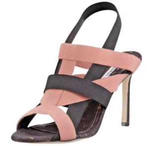 NEW Manolo Blahnik Orina Black/Blush Sandal - Picture 1 of 3
