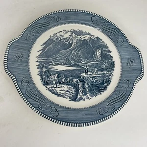 CURRIER AND IVES Handled Cake Plate "The Rocky Mountains" USA Vintage - Picture 1 of 6