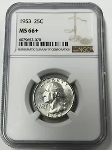 1953 P Washington Quarter NGC MS66+ (NGC Population 19) - Picture 1 of 8