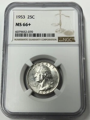 1953 P Washington Silver Quarter NGC MS66+ (NGC Population 19) - Image 1 of 4