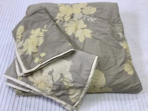 Martha Stewart Linen / Cotton Full Queen Duvet Cover & 3 Shams Yellow Floral - Picture 1 of 10