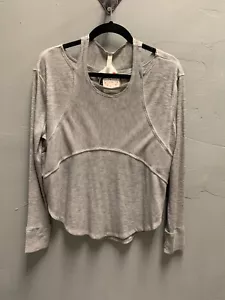 $58 Nuevo con etiquetas Marca Free People Acanalado Gris Liso con Diseño de Hombro Abierto Talla S - Imagen 1 de 5