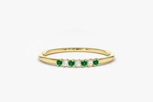 Damen Smaragd & Diamant Brillanten Gesamt 0,11ct VS Ring Kombination Emerald - Bild 1 von 4