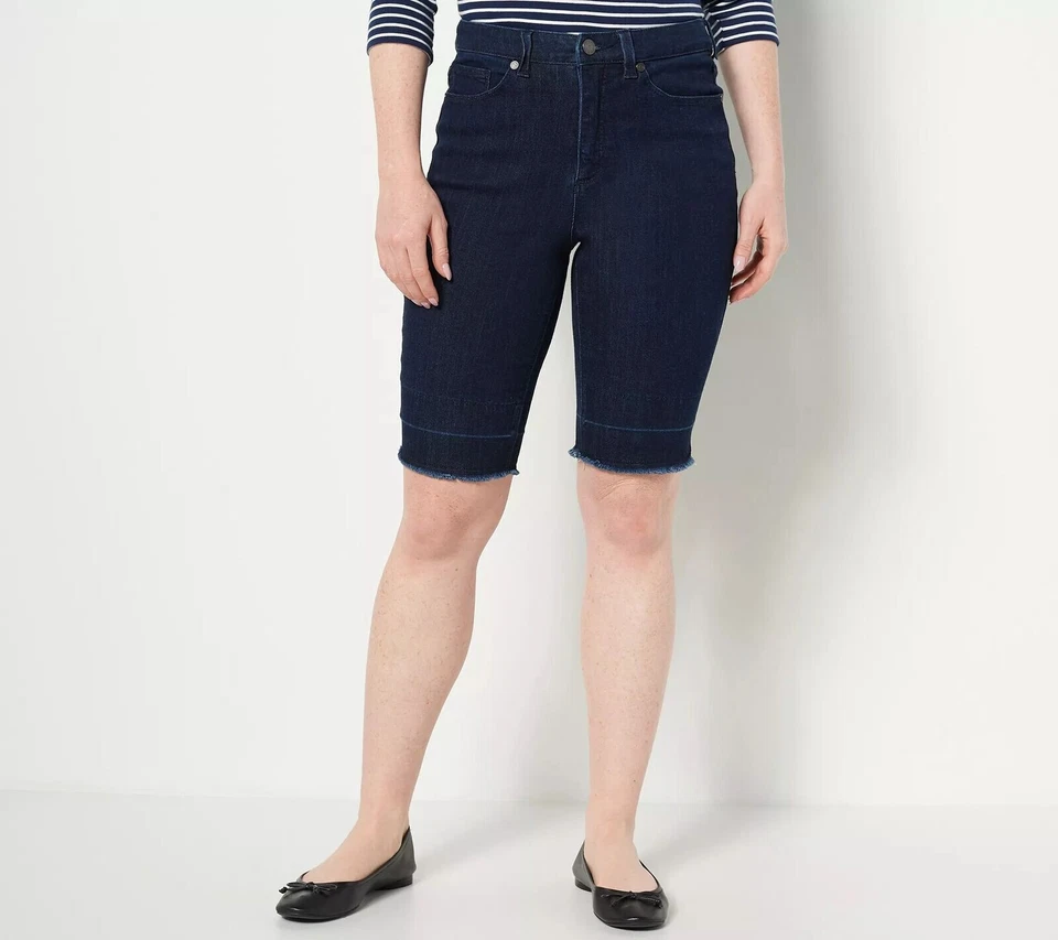 Pantalones Cortos de Denim Susan Graver Para Mujer Personalizables con Puños Lavado Oscuro Reg 16 Foto 1 de 1