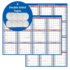 2025 Wall Calendar Monthly Large Wet & Dry Erase Laminated 12 Month 24"x36", - Picture 1 of 8