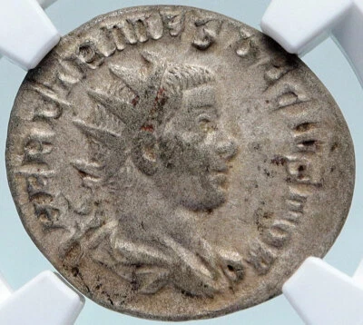 HERENNIUS ETRUSCUS Authentic Ancient 251AD Silver Roman Coin APOLLO NGC i84980 - Image 1 of 4