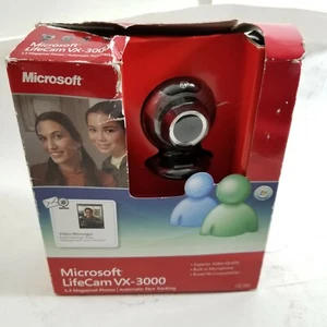 New! Microsoft LifeCam VX-3000 Webcam Model No:1076 (68A-00007) Computer Camera - Photo 1/9