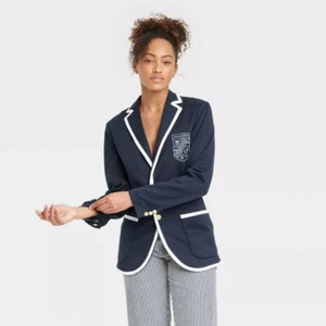 Giacca blazer Houston bianco collegiale donna 5XL blu navy manica lunga NUOVO - Foto 1 di 24