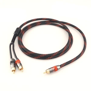Pure Copper Y Splitter HIFI RCA to Dual RCA Male Subwoofer Audio Cable Cord - Picture 1 of 9