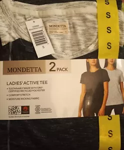 2 NUOVE T-Shirt Mondetta Active Comfort Elasticizzata Traspirante Umidità Nero Bianco S - Foto 1 di 4