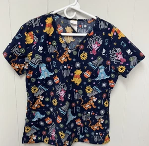Disney's Winnie The Pooh, Tigger & Eeoyre V-Neck Scrub Top Women’s Size Small - Picture 1 of 8