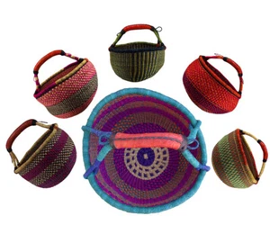 Der Echte Afrika Bolga Korb Einkaufskorb Marktkorb Stabil Leder Produktnr.A5 - Bild 1 von 7