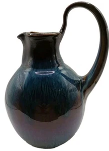 Bill Campbell Art Pottery Pitcher Blue/Purple/Brown Drip Glaze Signed 8” Mint - Picture 1 of 14
