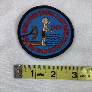 1973 BSA Boy Scout Hermitage Spring Camporee Spring Into Scouting Parche de colección - Imagen 1 de 2