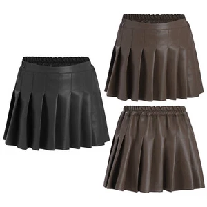 Kids Girls Skirt Birthday Miniskirt Shiny Metallic Short Dress Family Leather - Picture 1 of 30