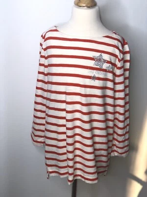 Camisa Crewcuts Niñas Rayas Rojas y Blancas Estrella Estrás Les Etoiles Nueva Con Etiquetas Talla 12 Foto 1 de 2
