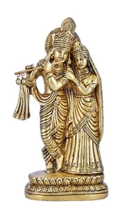 Whitewhale Radha Krishna Statue Hindu Gods Sculpture Brass. - Picture 1 of 6