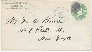 US 1883 Sc# U 159 used stamped cover mailed from Pennsylvania to New York , cork - Picture 1 of 3
