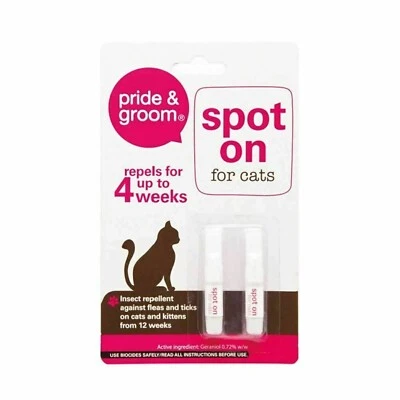 PRIDE & GROOM SPOT ON For Cats & Kittens Flea and Tick Treatment Protect Upto 4 Weeks