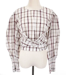 Veronica Beard NWT Nyla Top Size 8 in White/Multicolor Check Plaid Cotton Blend - Picture 1 of 8