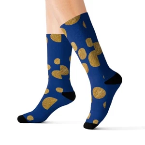 Gold and Blue Splash Socks - Picture 1 of 13