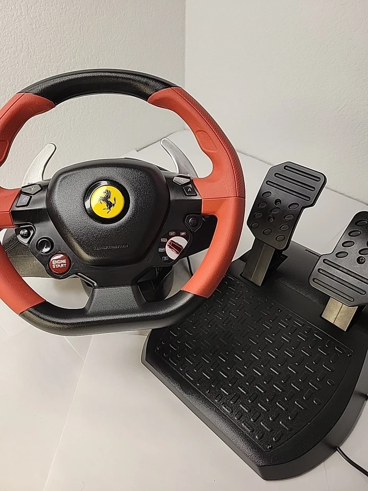 Xbox One Thrustmaster Steering Wheel Ferrari 458 Spider Racing Pedals Original - Image 1 of 1