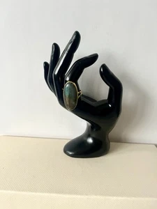Anello placcato oro e labradorite taglia UK P US misura 8 gioielli pietre preziose - Foto 1 di 4