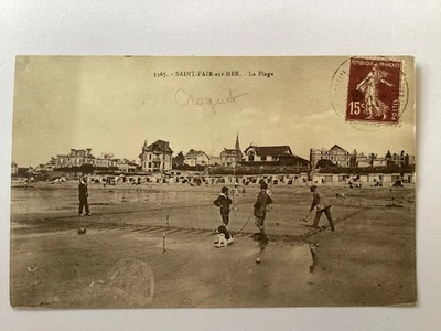 CPA 50 Saint Pair Sur Mer La Plage Jeu De Croquet - Photo 1/2