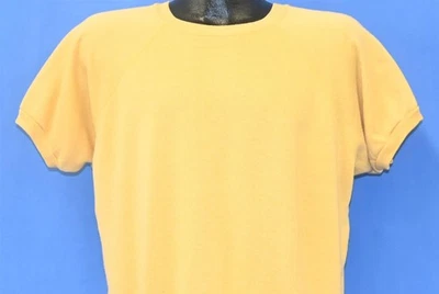 vintage 70s ACTION YELLOW BLANK SOLID PLAIN RAGLAN SHORT SLV SWEATSHIRT LARGE L - Image 1 of 4