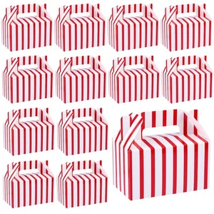 24 Pack Circus Paper Gable Boxes Carnival Theme Party Decorations Red White B... - Picture 1 of 7