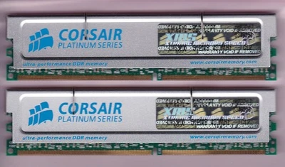 1GB 2x512MB PC-3200 DDR-400 CORSAIR CMX512-3200C2PT XMS3202 V1.2 DDR1 Memory Kit - Image 1 of 2
