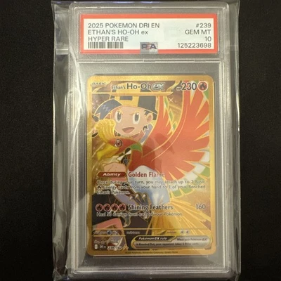 Pokemon 2025 SV Destined Rivals Ethan's Ho-Oh EX Hyper Rare Card #239/182 PSA 10 - Image 1 of 2