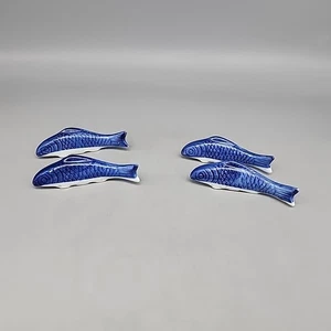 4er Set Porzellan Keramik Koi Fisch Essstäbchen Halter Auflagen blau/weiß - Bild 1 von 4
