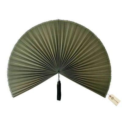 Ventilador de Pared Bambú Verde, Ventilador Colgante de Pared Grande Decoración, Decoración Hecha a Mano Foto 1 de 4