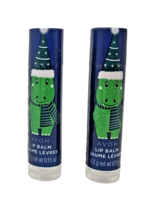 2x Avon Bálsamo Labial Menta Vacaciones Dino Navidad Medias Selladas Nuevo Antiguo Stock Foto 1 de 4
