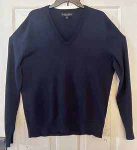 Brooks Brothers Lightweight Supima Cotton Blue V-Neck Sweater Men's Size Medium - Picture 1 of 8