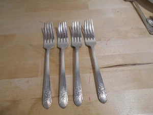 4 Tafelgabeln Rogers 1935 SILVER MIST / MARIGOLD Pattern Silverplate 8306 - Bild 1 von 3