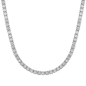 Stainless Steel Tennis Chain 3mm Round Cubic Zirconia Cut Tennis Necklace for... - Picture 1 of 7
