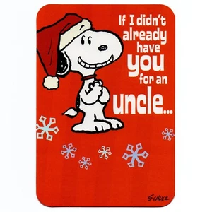 Schulz Peanuts MERRY CHRISTMAS Card FOR UNCLE, Snoopy Santa by Hallmark 2008 +✉ - Picture 1 of 6