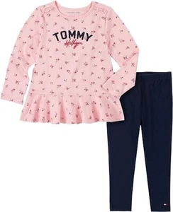 Tommy Hilfiger Baby Girls' 2 Pieces Leggings Set, Rose Shadow Printed/Navy Blaze - Picture 1 of 1