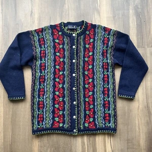 Tulchan Vintage Damen Reine Schurwolle Strick Cardigan Pullover Metallknöpfe S/M - Bild 1 von 14