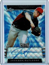 JACKSON RUTLEDGE - 2019 Leaf Metal Draft Blue Wave Auto RC - Autograph 8/20 Nats