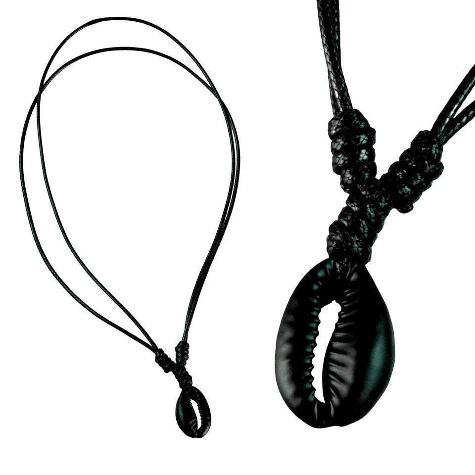 Collana Ciprea Girocollo Nero - Gioielli Cauri Conchiglia - Regolabile #4774 - Immagine 1 di 4
