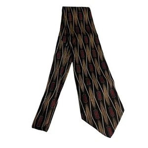 #7871 Rústica Black and Brown Shaped Pattern Mens Necktie - Picture 1 of 5