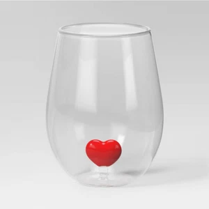 NEW Romantic Red Heart Valentine's Day Wine Tumbler Drinking Glass - Picture 1 of 2