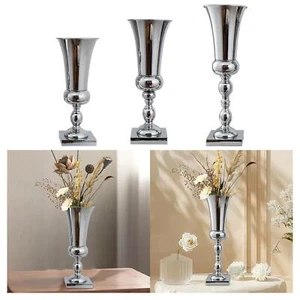 Sliver Vase Wedding Flower Trumpet Vase for Anniversary Ceremony Reception - Picture 1 of 21