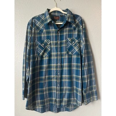 Plains Western Wear Plaid Shirt Long Sleeve Pearl Snap Front XL - Image 1 of 4